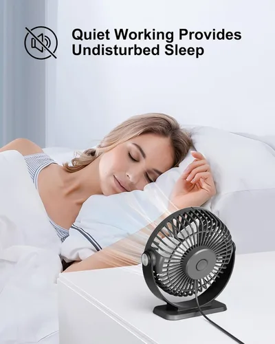 Miniatura 5 de TriPole Ventilador de escritorio pequeño alimentado por USB, ventilador portátil de 3 velocidades, mini ventilador de flujo de aire fuerte, rotación