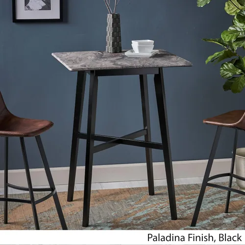 Miniatura 4 de Christopher Knight Home Daisy Modern Bar - Mesa laminada con patas de madera de caucho y acabado de mármol Paladina, color negro