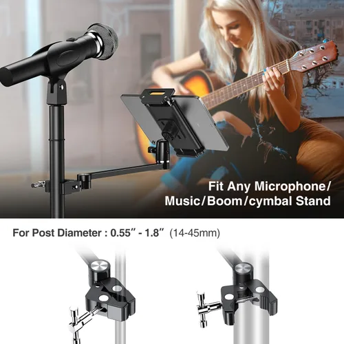 Miniatura 5 de elitehood Soporte de micrófono para iPad de brazo extra largo de 12 pulgadas, soporte de iPad ajustable de 360° para soporte de micrófono, soporte