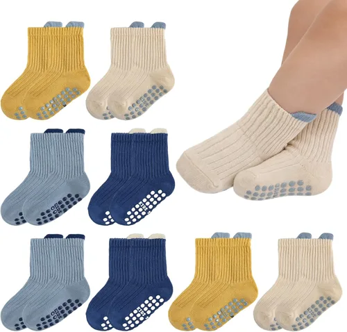 Miniatura 11 de 8 Pairs Baby Toddler Socks Non-Slip Grip Socks for Boys Girls Newborn Infant Baby Cotton Crew Sock with Grips 0-5T