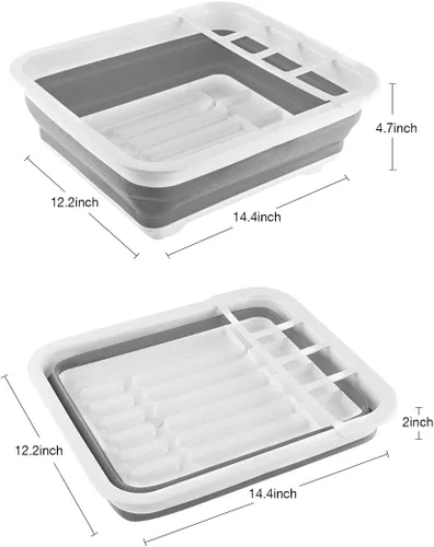 Miniatura 3 de THANSTAR Escurridor de platos plegable, organizador portátil de vajilla para cocina, autocaravanas, cámpers, remolque de viaje, bandeja