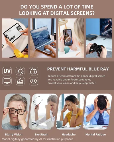 Miniatura 6 de JM Paquete de 5 lentes de lectura para mujeres y hombres, lectores de computadora cuadrados con bloqueo de luz azul, elegantes con bisagras