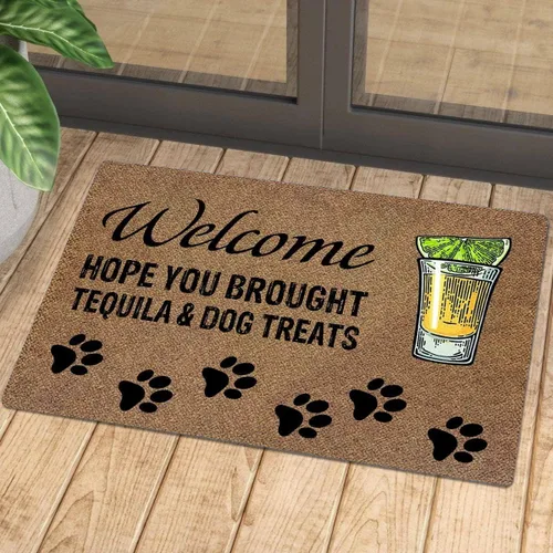 Tapete de baño antideslizante de bienvenida para interiores, porche, tapete de baño con diseño de jugo de verano, con la esperanza de que hayas