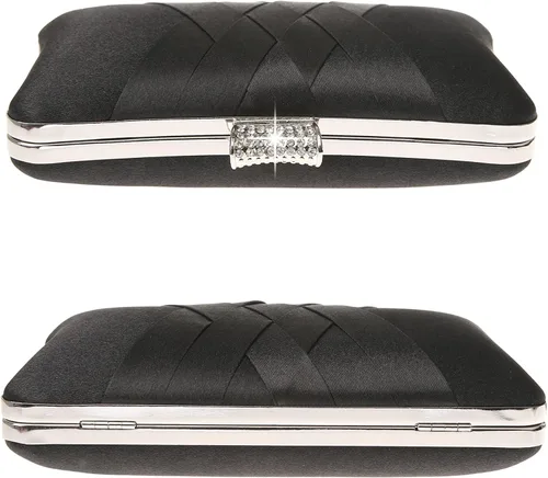 Miniatura 4 de DA BODAN Bolso de mano Jane de satén con diamantes de imitación para mujer, para noche, novia, graduación, fiesta, bolso cruzado con cadena