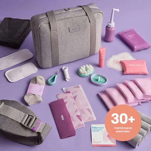 Miniatura 3 de Frida Mom Bolsa de Viaje de Artículos Esenciales para Hospital y Bebé Preempaquetada de 30 Piezas, Incluye Artículos Imprescindibles para Parto por