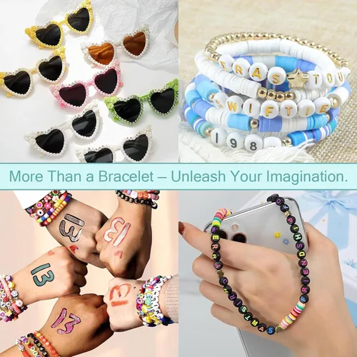 Miniatura 4 de 900 cuentas acrílicas doradas de letras del alfabeto, letras coloridas del alfabeto, cuentas de cubo negro para pulseras de la amistad y regalos