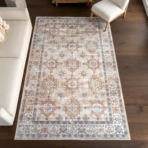 Miniatura 7 de nuLOOM SpinClean Finley - Alfombra de área azul marino/óxido, 3 x 5 pies, persa, suave y acogedora, con alto tráfico, resistente a las manchas