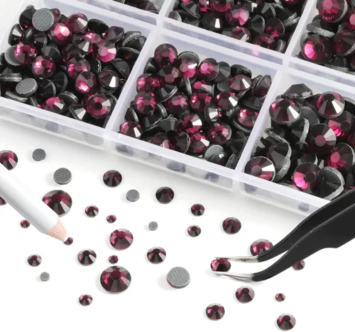 Miniatura 2 de 6736 piezas de diamantes de imitación termoadhesivos con parte trasera plana, diamantes de imitación morados para manualidades y ropa mezclados en 5