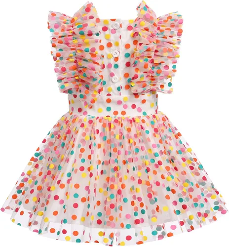 Miniatura 2 de Baby Girls 1st Birthday Outfit Colorful Polka Dots Romper Princess Party Tutu Dress Cake Smash Clothes for Photo Shoot