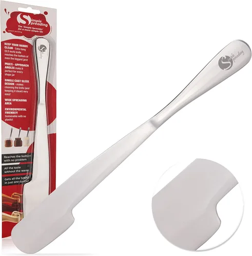 Simple preading Cuchillo esparcidor de acero inoxidable: espátula para mantequilla de maní, gelatina, chocolate, mermelada de fresa. 11.5"