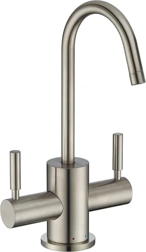 Whitehaus Collection WHFH-HC1010-BN Forever Hot - Grifo frío instantáneo con boquilla contemporánea y mango de agua de cierre automático, níquel