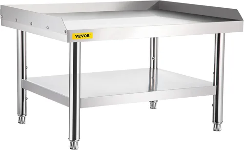 Miniatura 11 de VEVOR Soporte de parrilla de equipo de acero inoxidable, 24 x 28 x 24 pulgadas, mesas de acero inoxidable con estante inferior de almacenamiento