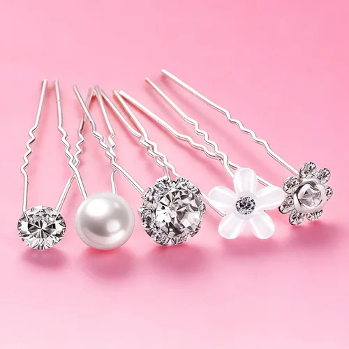 Miniatura 3 de 40 horquillas para el cabello de boda para novias, perlas y cristales, accesorios para el cabello de novia con diamantes de imitación para damas
