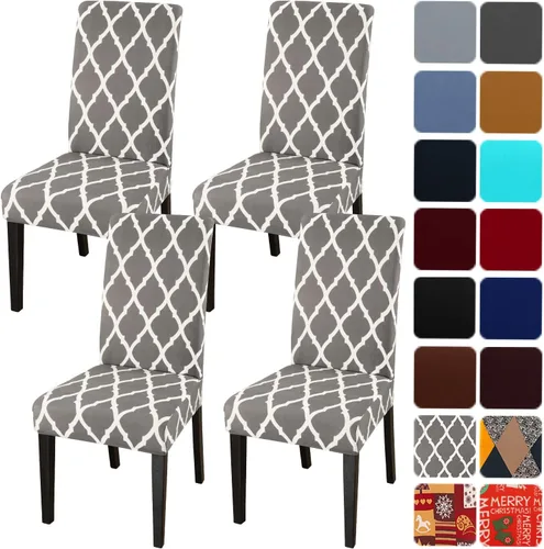 Miniatura 125 de JQinHome Juego de 8 fundas para sillas de comedor, fundas de alta elasticidad extraíbles y lavables, fundas protectoras de asiento para silla