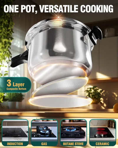 Miniatura 3 de Olla a presión WantJoin de acero inoxidable 6.5 Qt, olla a presión para estufa comercial utilizada para comida a presión o cocción al vapor