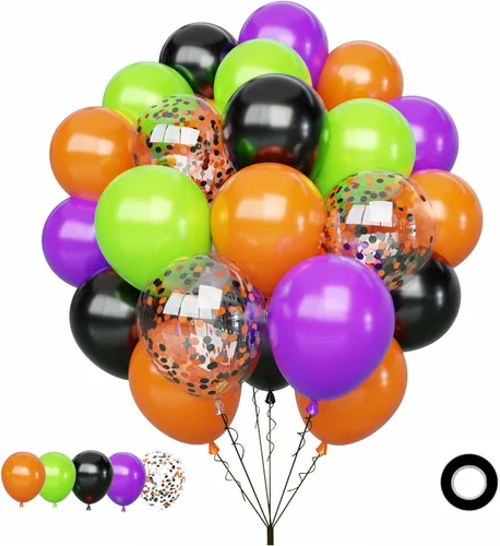 Miniatura 12 de 75 globos negros y dorados, globos de confeti negro y dorado de 12 pulgadas, globos de látex dorados para cumpleaños, Año Nuevo, boda, fiesta