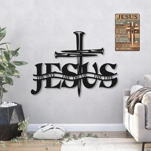 Miniatura 6 de Smilelife Regalos cristianos para mujeres y hombres Jesús es mi Dios, mi rey, todo lo que soy - Letrero vintage de hojalata religiosa de metal