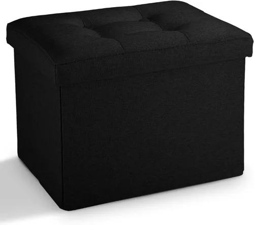 Miniatura 14 de LINMAGCO Taburete otomano plegable de almacenamiento, reposapiés de terciopelo con acolchado moderno otomano con almacenamiento para sala de estar