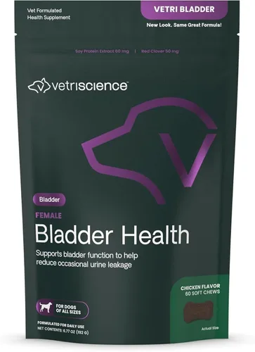 VETRISCIENCE Masticables para la salud de la vejiga, suplemento Vetri Bladder para perros, apoyo a la incontinencia, reduce la fuga de orina y la