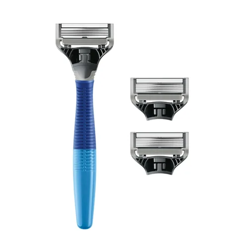 Miniatura 2 de Harry's Kit de afeitado original para hombre, mango de afeitar y 3 cartuchos de repuesto de cuchillas de afeitar, diseño alemán, azul océano