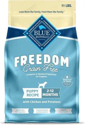 Blue Buffalo Freedom - Alimento seco para cachorros sin granos con DHA, nutrición completa y equilibrada para cachorros, fabricado en los Estados