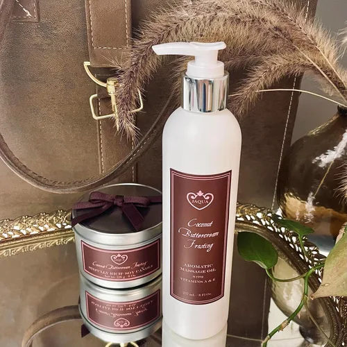 Miniatura 3 de Jaqua Aceite de masaje aromático para spa con aceite de jojoba, sésamo y girasol, glaseado de crema de mantequilla de coco
