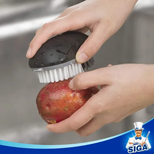 Miniatura 6 de MR.SIGA Cepillo de limpieza de frutas y verduras con agarre cómodo antideslizante, paquete de 2, color negro