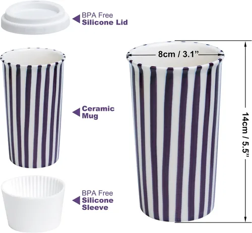 Miniatura 2 de Millie - Taza de viaje de cerámica con tapa, taza de café reutilizable de 12 onzas, esta taza de café de viaje de cerámica hecha a mano es apta