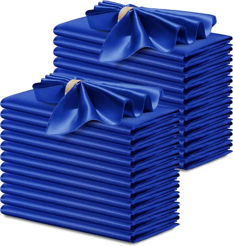Miniatura 10 de P Pothuiny 12 servilletas de satén de color beige sedoso de 17 x 17 pulgadas, servilletas cuadradas lisas de tela de satén, servilletas de mesa
