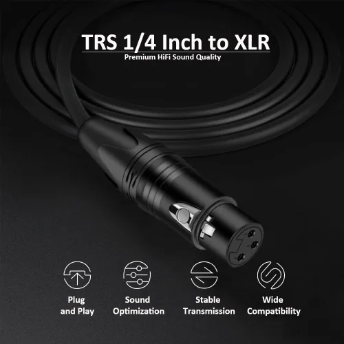 Miniatura 3 de Cable de audio XLR equilibrado de 10 pies a 1/4, Jack de 0.250 in (1/4 pulgada) TRS macho a XLR hembra Cable de micrófono de interconexión de señal