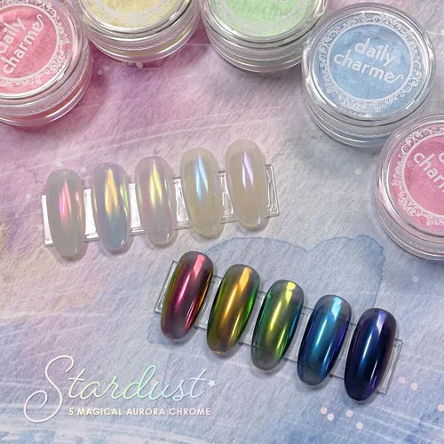 Miniatura 3 de Daily Charme Stardust Polvo cromado (amatista) 0.04 oz, polvo cromado iridiscente con efecto holográfico para uñas, manicura vibrante para el hogar