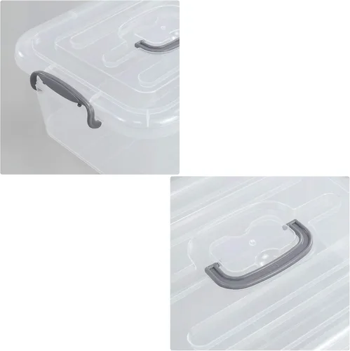 Miniatura 3 de Caja de cierre de almacenamiento transparente de 8 L, paquete de 2 contenedores de almacenamiento con tapa de plástico