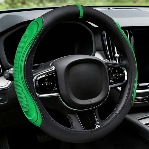Miniatura 10 de XCBYT Funda para volante, de cuero negro, gran agarre con panal 3D, instalación rápida y sin esfuerzo, anillo interior de silicona antideslizante