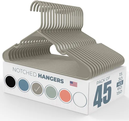 Miniatura 22 de Perchas de plástico gris para ropa Paquete de 200 unidades disponibles para 15, 30, 45, 60, 100, 150, 200 unidades, perchas de plástico