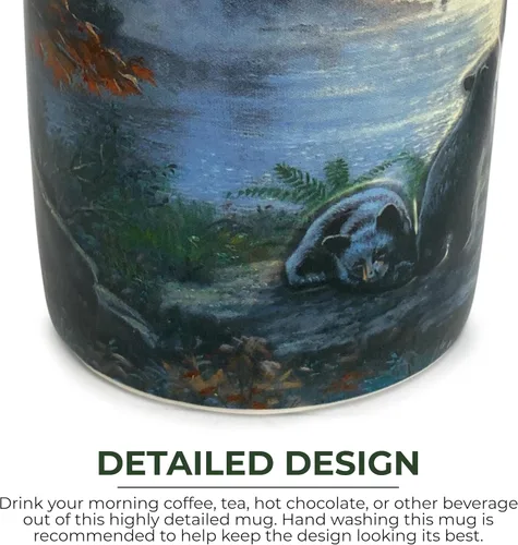 Miniatura 3 de Rivers Edge Products Black Bears - Taza de café de cerámica 3D con asa, 15 onzas, tazas de espresso y tazas de café de cerámica, perfecta para café