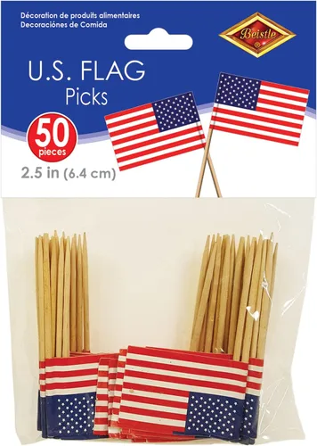 Miniatura 3 de Paquete de pinches con bandera estadouniense para fiestas (1 paquete de 50 unidades), Paquete de 1, Rojo/Blanco/Azul