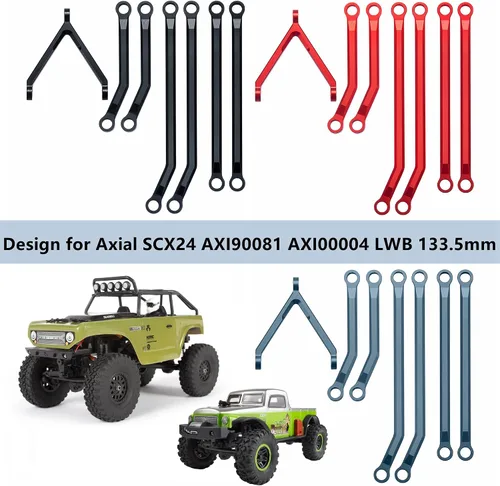Miniatura 2 de Maleonn Enlaces de alta holgura RC LWB de 5.256 in de aleación de aluminio para acoplamiento axial SCX24 de 1/24 de control remoto AXI90081 AXI00004
