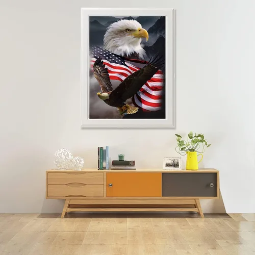 Miniatura 7 de KTHOFCY Kits de pintura de diamantes 5D para adultos y niños, bordado de águila y bandera, bordado de punto de cruz, pinturas de diamantes