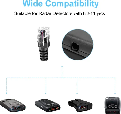 Miniatura 4 de Cable para detector de radar Plozoe, cable USB a RJ11, cable de alimentación con enchufe RJ11, para detector de radar Escort Uniden Radenso XP