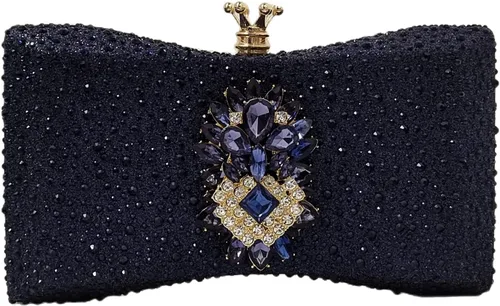 HUANG ZHUANG Bolso de noche con diamantes de imitación y purpurina para mujer, bolso de noche para fiesta, boda, lindo bolso