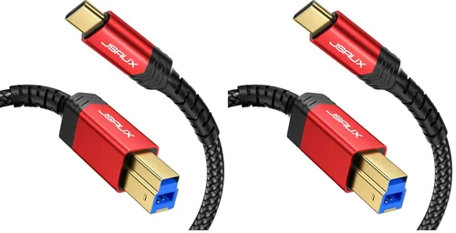 Miniatura 9 de JSAUX Cable de impresora USB B 3.0 a USB C de 6.6 pies, cable USB 3.0 tipo B de nailon compatible con estación de acoplamiento, discos duros