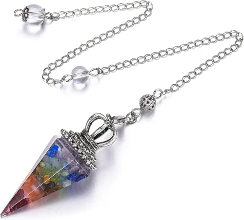 Miniatura 3 de Jovivi Péndulos naturales de cristal curativo de 7 chakras para radiestesia de adivinación, corona de 6 hechos, piedras de resina puntiagudas