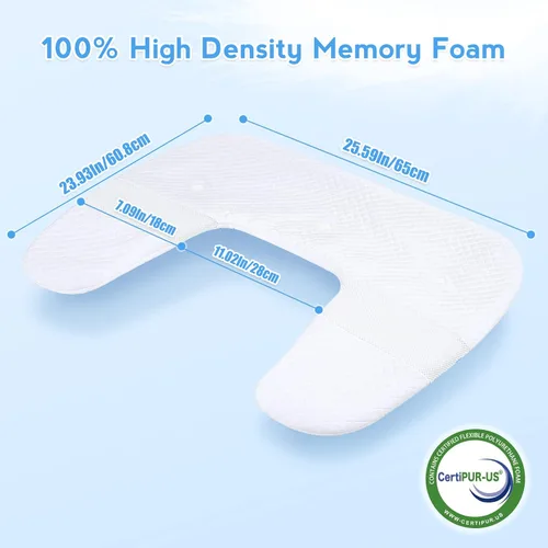 Miniatura 2 de SAHEYER Funda de almohada para dormir lateral, funda de almohada de espuma viscoelástica sin olor, en forma de U, ergonómica, ortopédica, funda