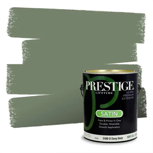 Miniatura 59 de Prestige Paints - Pintura exterior e imprimación en uno, 1 galón, plano, compatibilidad comparable con el color menta «Whipped Mint» de Behr