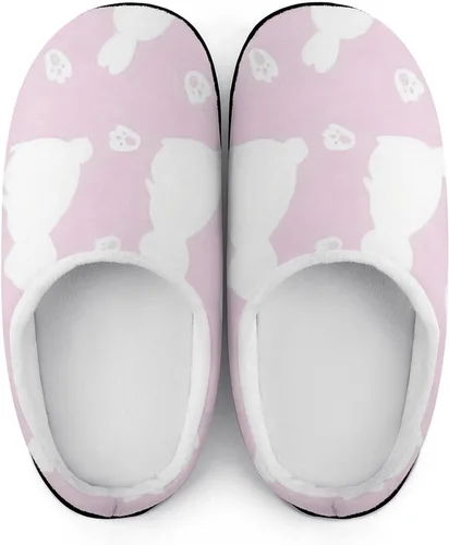 Miniatura 7 de Pantuflas de algodón suave para mujer, lavables, para dormitorio, suela de goma antideslizante
