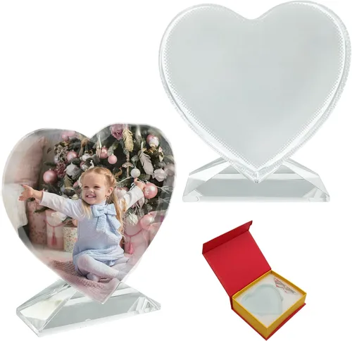 Ismosm Paquete de dos placas de cristal para sublimación, marco de fotos, regalos de sublimación, decoración de mesa de cristal, espacios en blanco