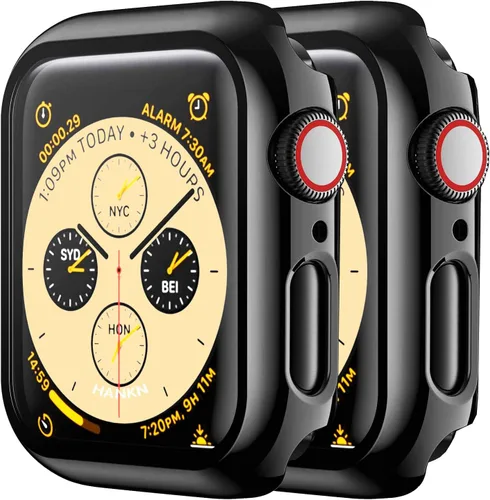 Miniatura 18 de Paquete de 2 fundas rígidas compatibles con Apple Watch Series 6, 5, 4, SE, de 1.575 pulgadas, protector de pantalla de vidrio templado, cobertura