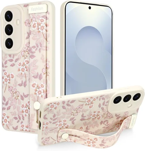 Miniatura 58 de Funda magnética compatible con Samsung Galaxy S25 Ultra para mujeres y hombres, estética flor de durazno, correa de muñeca ajustable incorporada