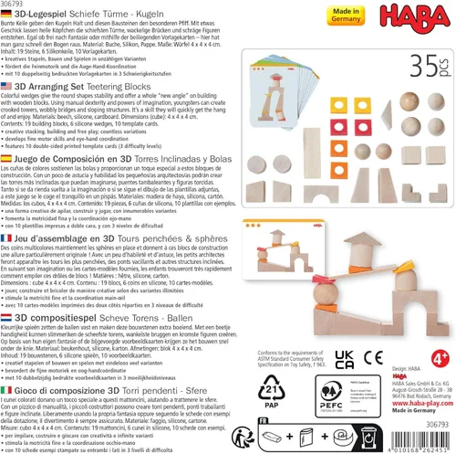 Miniatura 7 de HABA Juego de bloques de madera con tarjetas de patrón, juego de bloques de madera para edades de 4 a 8 años para habilidades motoras finas, hecho