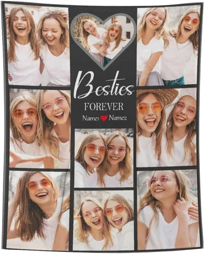 Miniatura 34 de D-Story Manta personalizada con fotos, texto, Manta personalizada con imagen, texto o fotos para mejores amigas, hermanas, regalos para cumpleaños